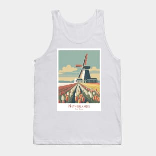 Vintage Retro Minimalistic Netherlands Tulip Fields Poster Tank Top